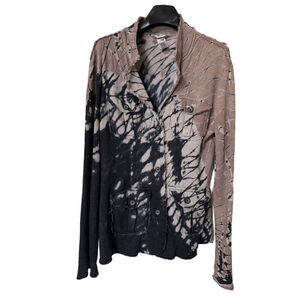 Hard Tail Women’s Black/Cream Tie Dyed Button Utility Jacket Sz M